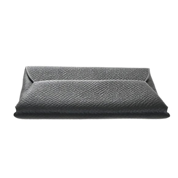 HERMES Logo Bastia Campact Wallet Coin Case Leather Black France 30RF640 - Picture 5 of 11